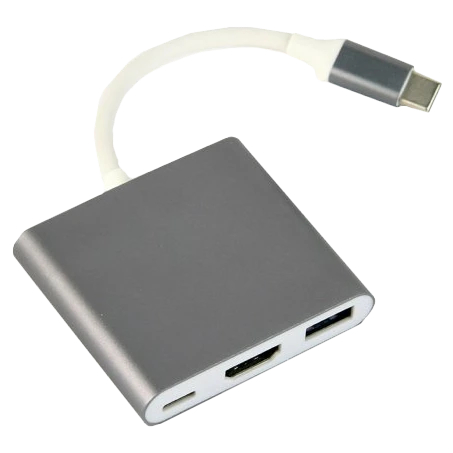 Адаптер-перехідник · Cablexpert A-CM-HDMIF-02-SG USB-C на HDMI/USB 3.0/USB-C