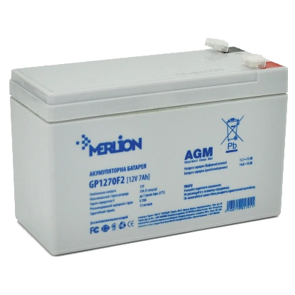 Акумуляторна батарея · MERLION AGM GP1270F2 12В 7А•г