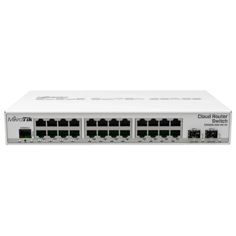 Комутатор 24 порти керований · MikroTik 326-24G-2S+IN (CRS326-24G-2S+IN)