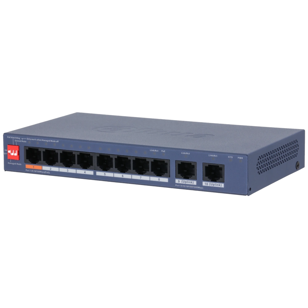 Комутатор 8 портів керований · Dahua DH-CS4010-8ET2GT-60