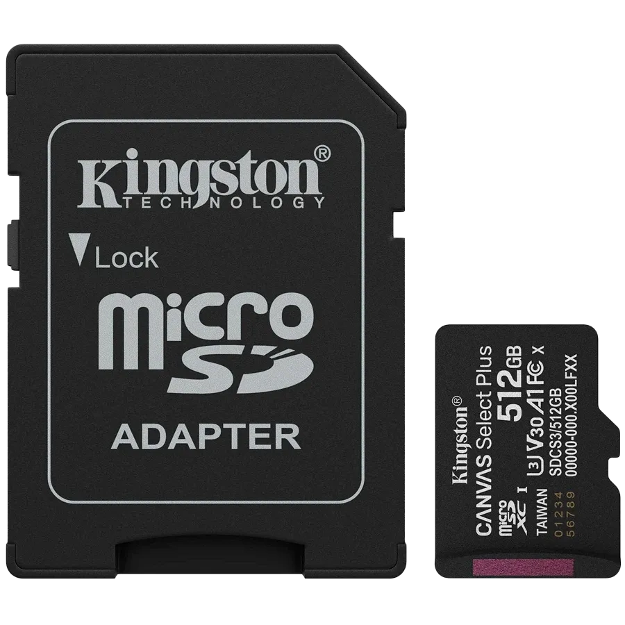 Модуль флеш-пам'яті · Kingston 512GB microSDXC Canvas Select Plus Gen3 Card + Adapter