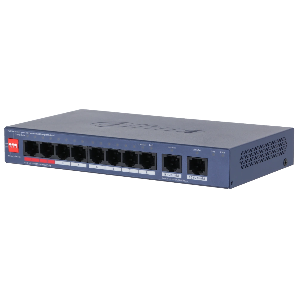 Комутатор 8 портів керований · Dahua DH-CS4010-8GT-110-V2 PoE