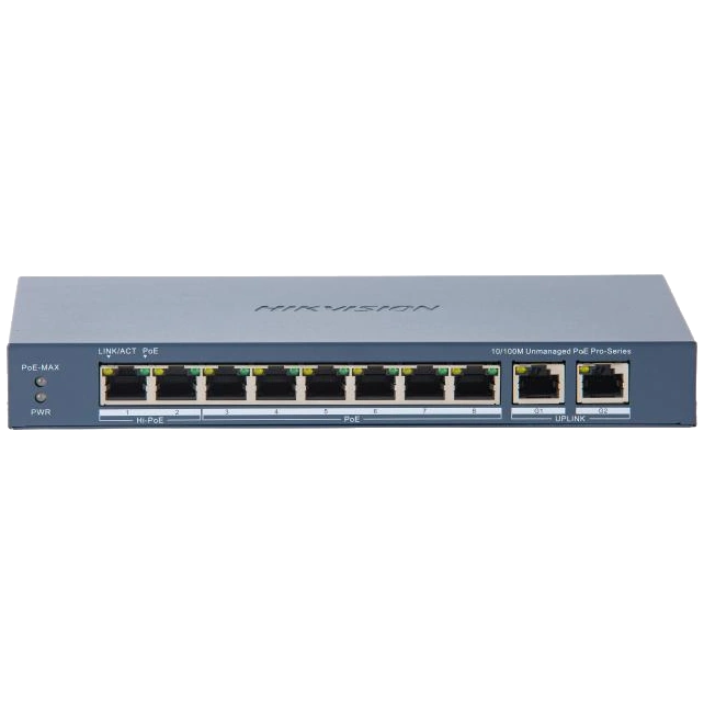 Комутатор 10 портів некерований · Hikvision DS-3E0310HP-E(C) POE