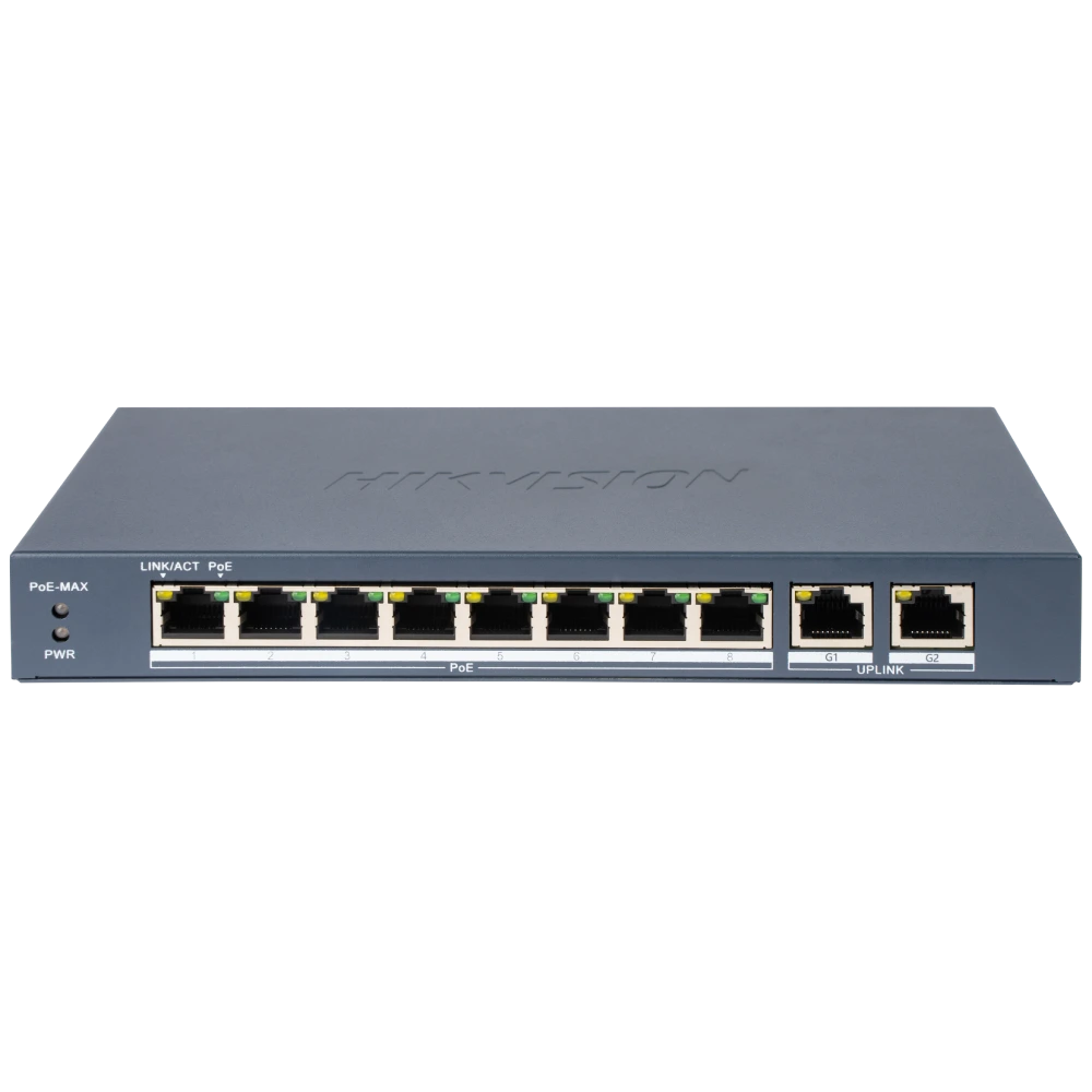 Комутатор 10 портів керований · Hikvision DS-3E1310P-EI(B) PoE