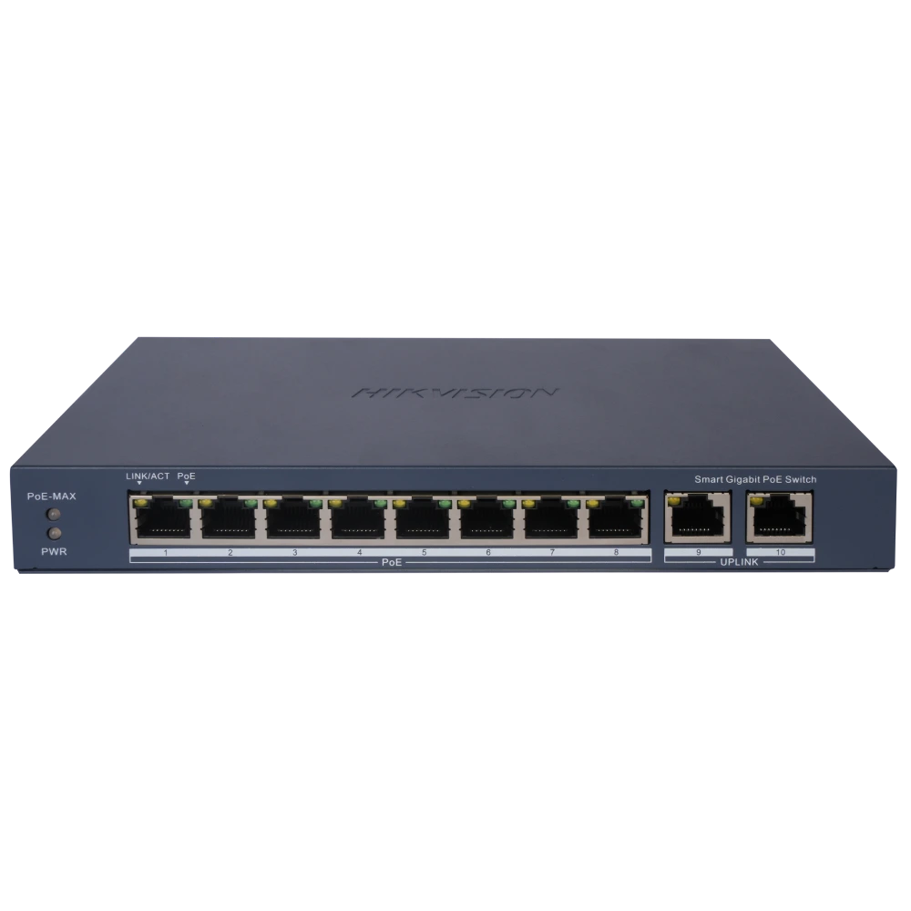 Комутатор 8 портів керований · Hikvision DS-3E1510P-EIV2 POE