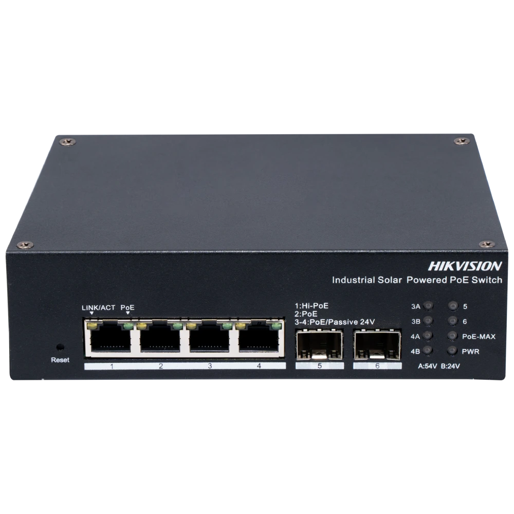 Комутатор 4 порти керований · Hikvision DS-3T1506HP-EI-UPS PoE