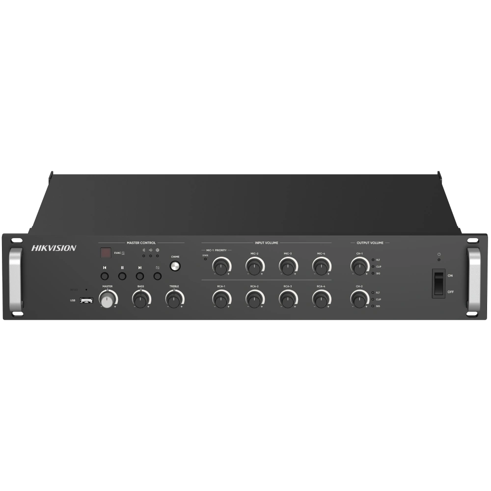 Мережевий підсилювач Hikvision · DS-QAZ1A500G1-VB4 500 Вт на 2 зони