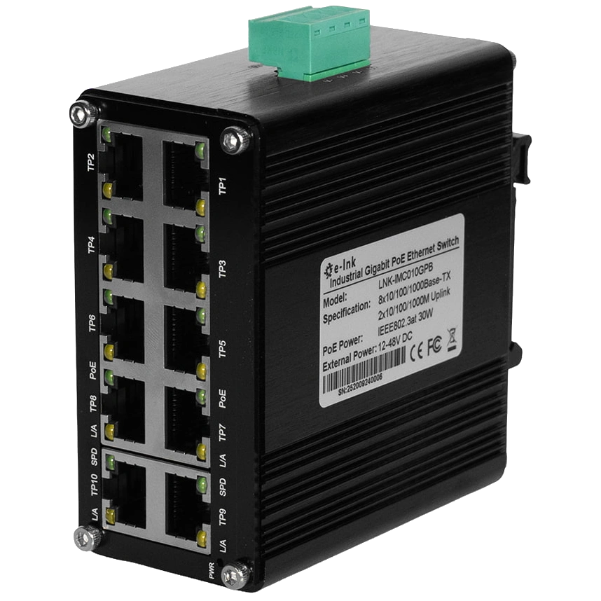Комутатор 10 портів некерований · E-LINK LNK-IMC010GPB