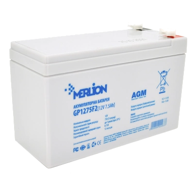 Акумуляторна батарея · MERLION AGM GP1275F2 12В 7,5А•г