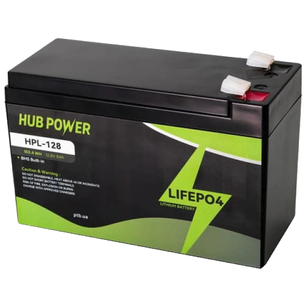 Акумуляторна батарея · Hub Power HPL-128 LiFePO4 12В/8А•г