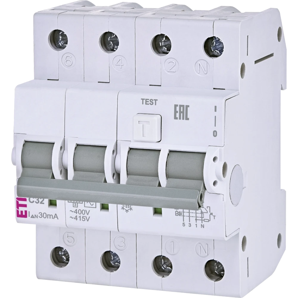 Дифавтомат · ЕТІ KZS-4M 3p+N 32/0.03 6kA