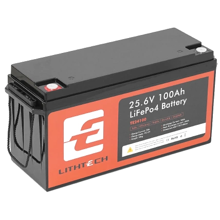Літієва акумуляторна батарея · LITHTECH TE24100B 25.6В 100А•г Bluetooth