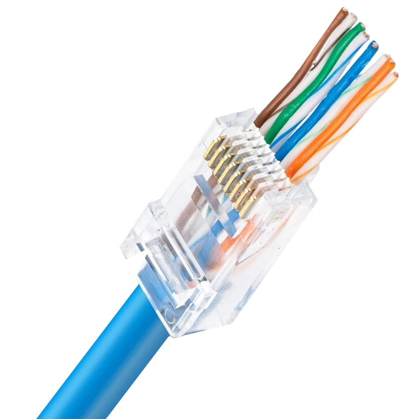 Конектор UTP RJ45 кат. 5e · зі наскрізними отворами 100 шт