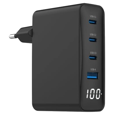 Зарядний пристрій · Gembird TA-UC-PDQC100LCD-01-BK PD 100W
