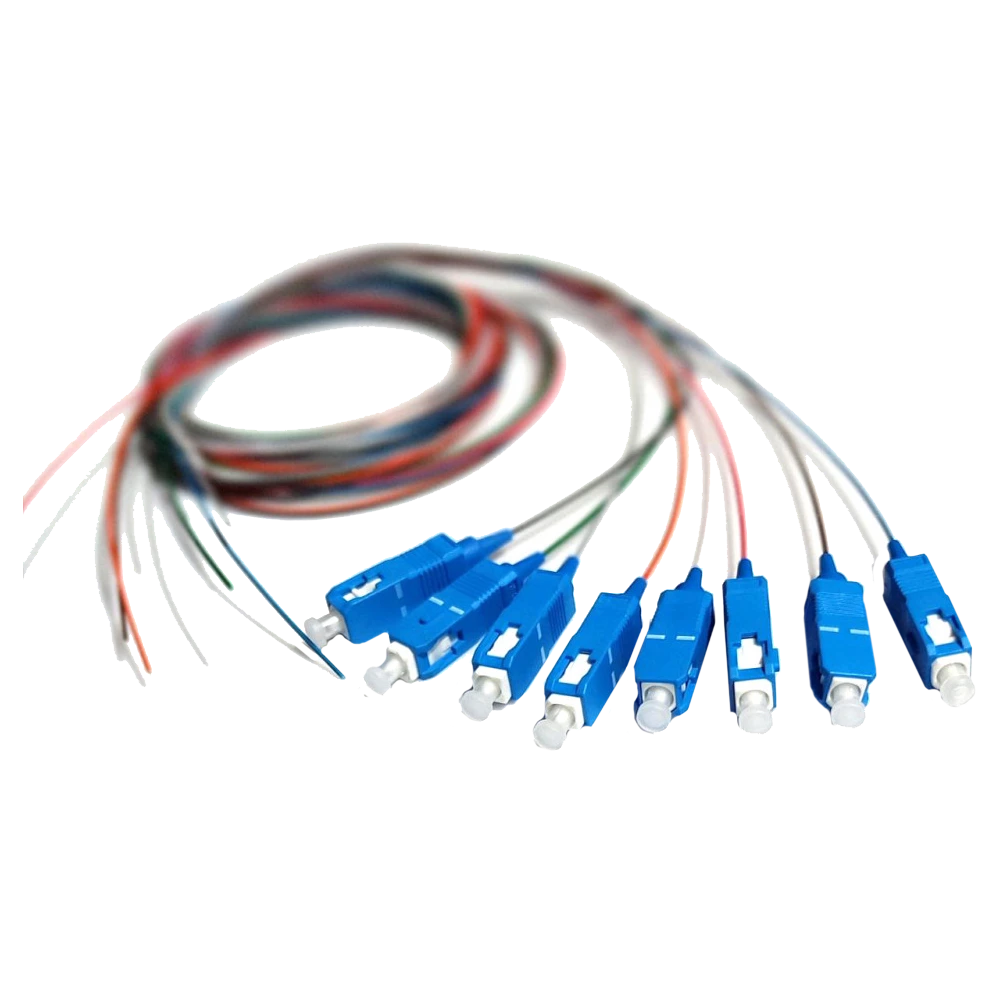 Набір кольорових пігтейлів · SM SC/UPC 1.5 m Easy strip для 8 вол. (Bl,Or,Gn,Br,Wh,Gr,Rd,Bk)