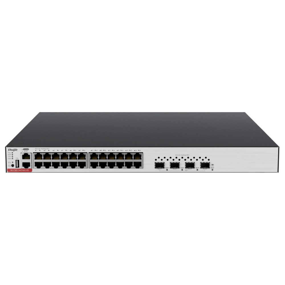 Комутатор 24 порти керований · Ruijie RG-CS83-24GT4XS-PD L3 POE