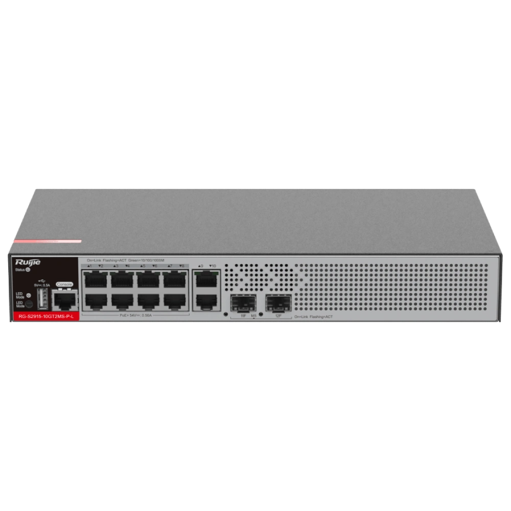 Комутатор 12 портів керований · Ruijie RG-S2915-10GT2MS-P-L Layer 2+ PoE+