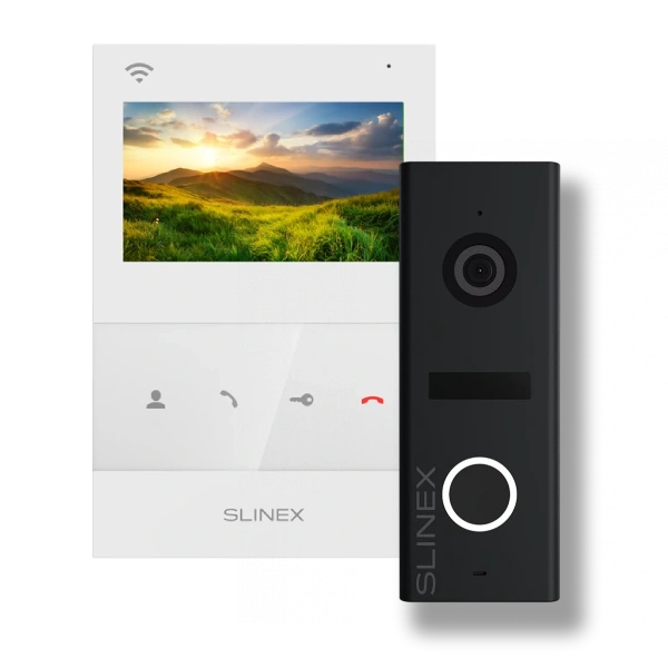 Комплект відеодомофон + панель виклику · Slinex SQ-04N Cloud white + ML-17HD black
