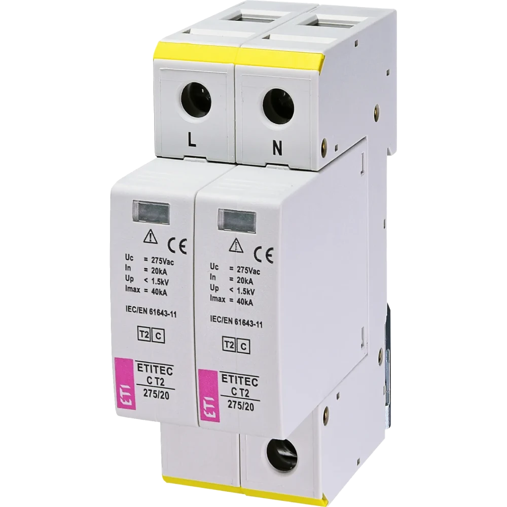 Обмежувач перенапруги · ETI TEC C T2 275/20 (2+0) 2p
