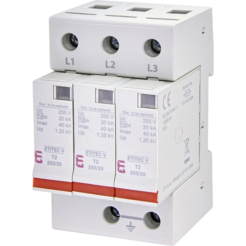 Обмежувач перенапруги · ETI TEC V T2 255/20 (3+0)