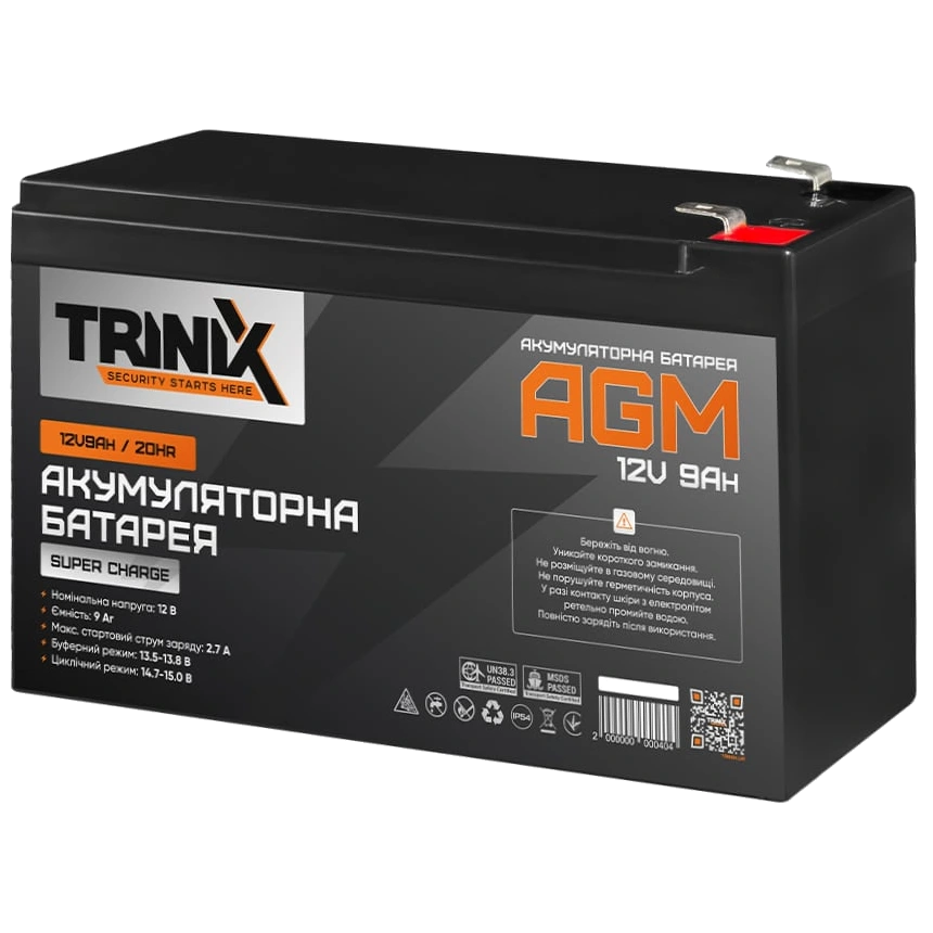 Свинцево-кислотна акумуляторна батарея · TRINIX SUPER CHARGE 9А•г 12В