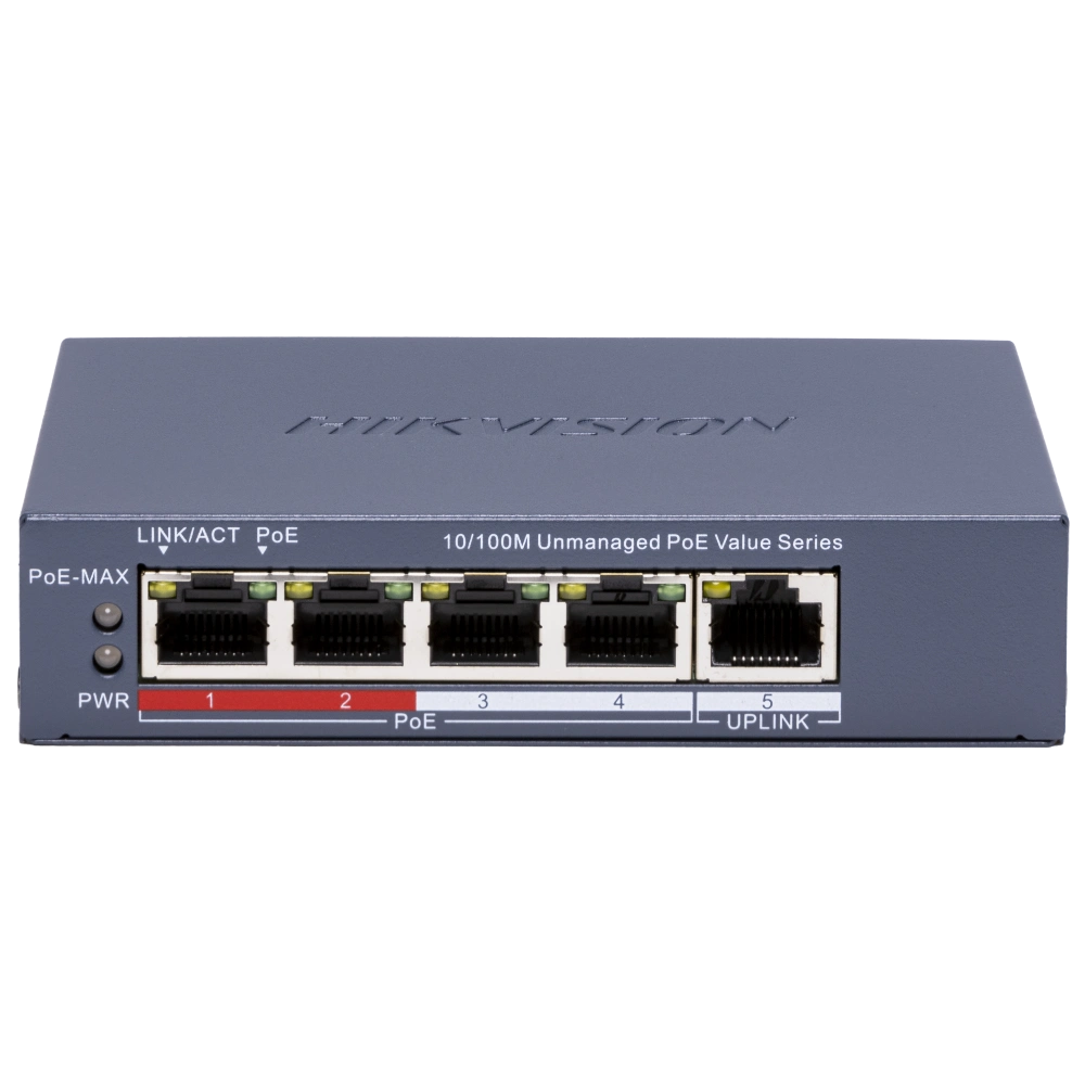 Комутатор 5 портів некерований · Hikvision DS-3E0105P-E/M(C) POE