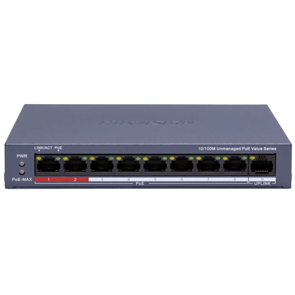 Комутатор 9 портів некерований · Hikvision DS-3E0109P-E/M(C) POE
