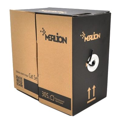 Кабель · Merlion зовнішній КНП UTP (4*2*0.5) 4p 24 AWG CCA ПЕ (305м) чорний