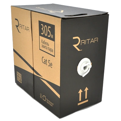 Кабель · Ritar внутрішній КВП UTP (4*2*0.5) 4p 24 AWG (305м) сірий