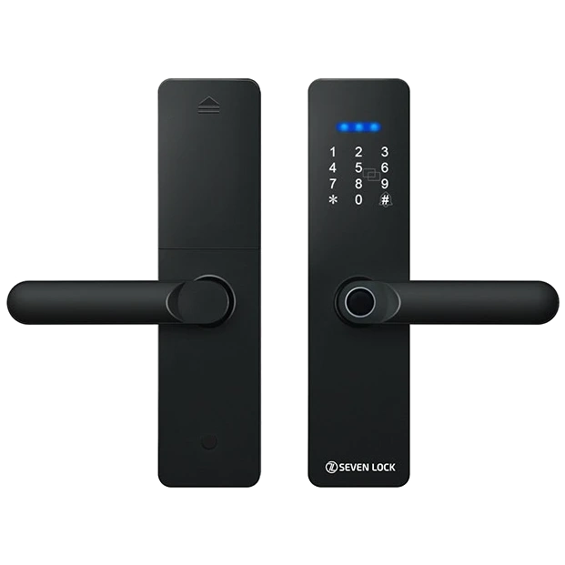 Розумний дверний біометричний замок · SEVEN LOCK SL-7740BF black (врізна частина 5050)