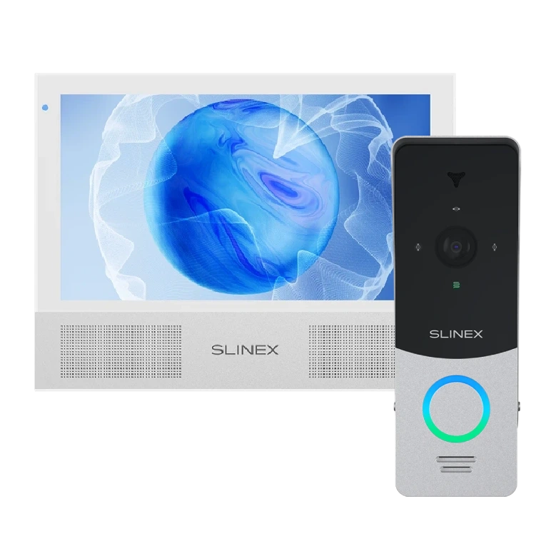 Комплект відеодомофон Slinex Sonik 7 AI white · + панель виклику ML-20HD silver/ black