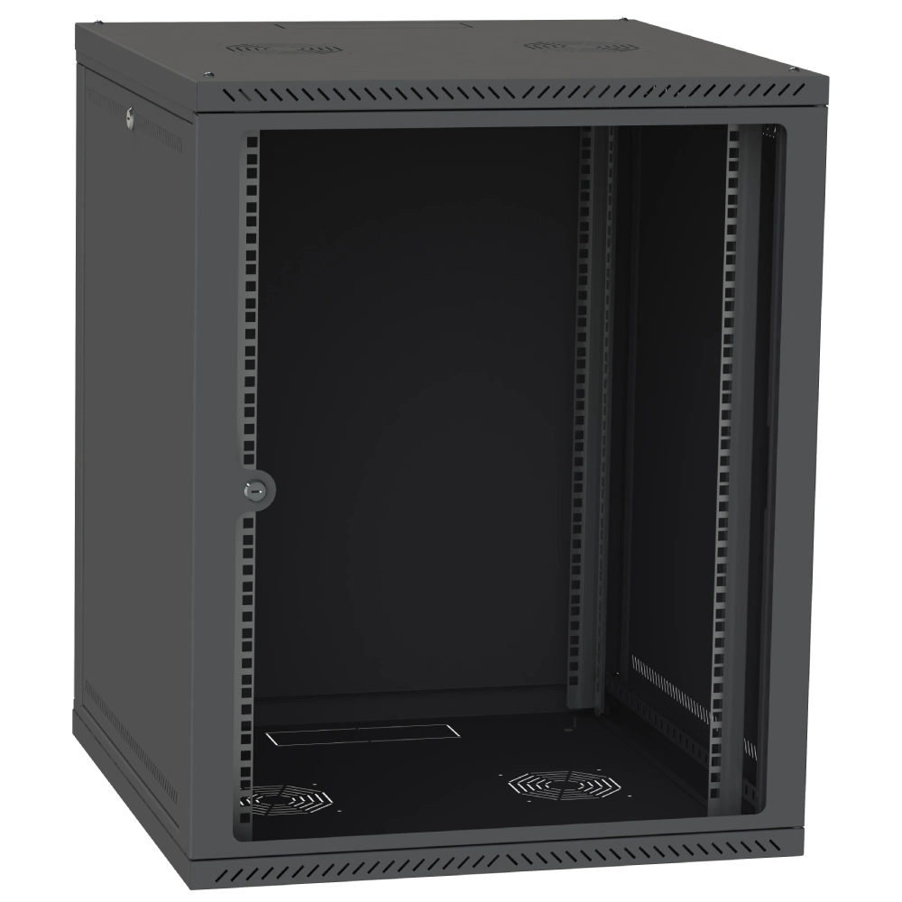 Шафа телекомунікаційна двері скло (чорна) · IPCOM СН-18U 600х600