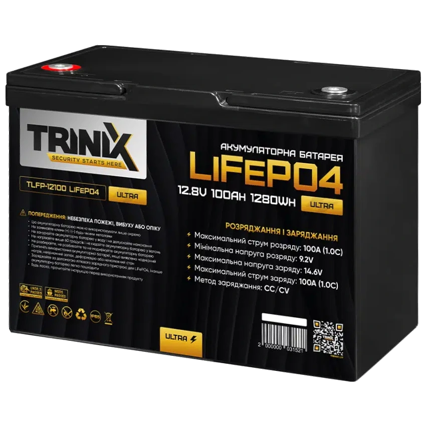 Літієва акумуляторна батарея · TRINIX TLFP-12100 Ultra 100А•г 12В