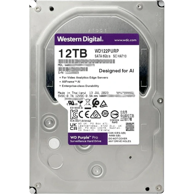 Жорсткий диск внутрішній · Western Digital WD122PURP 12Тб