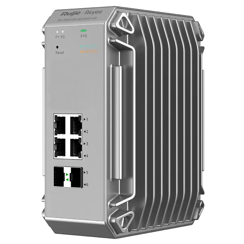 Комутатор 6 портів керований · Ruijie RG-NIS3100-4GT2SFP-HP IP40