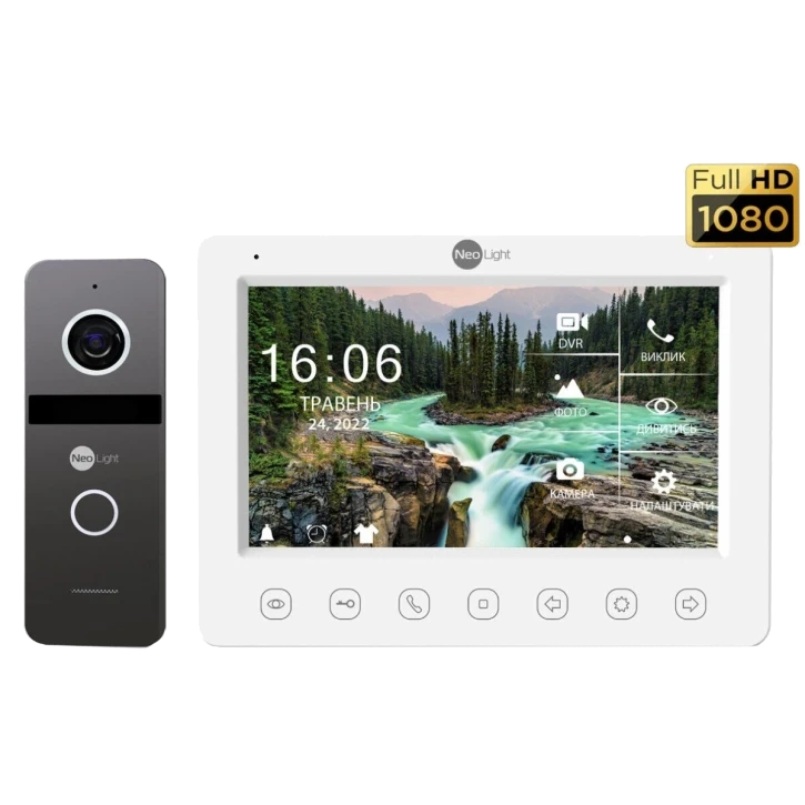 Комплект відеодомофона Neolight · NeoKit FHD PRO Graphite (KAPPA + HD + SOLO FHD)