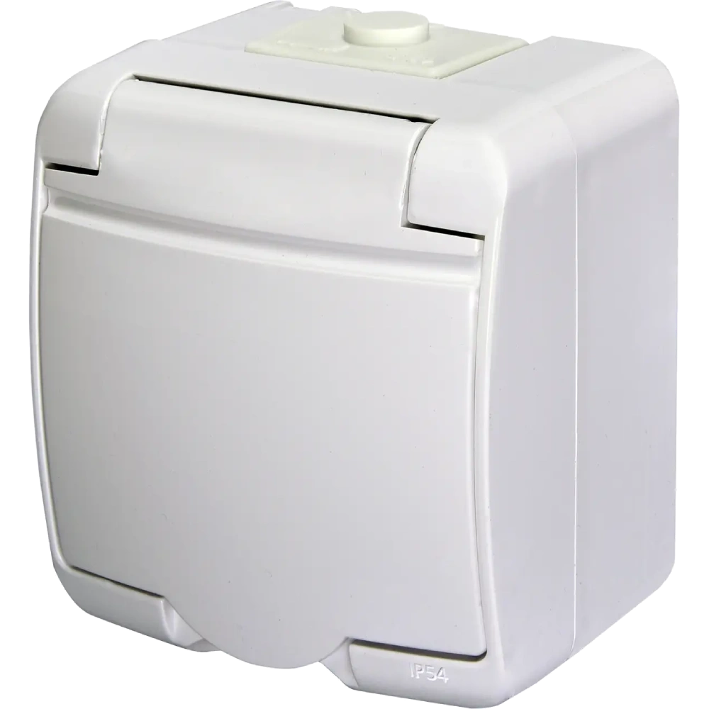 Розетка 1-на з з/к Schuko RHE-1s (біла/біла кришка, IP54) · ETI 4668015 Hermetics