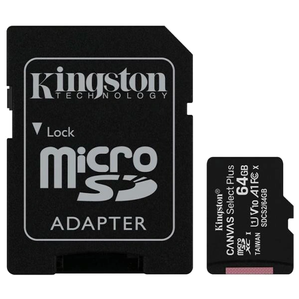 Карта пам'яті · Kingston 64GB microSDXC Canvas Select Plus 100R A1 C10 Card + ADP