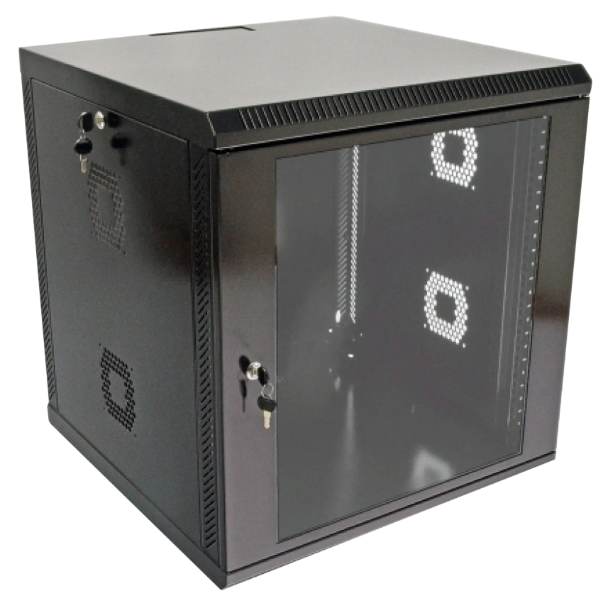 Шафа акрілове скло, чорна · 19"12U, 600х500х640 мм