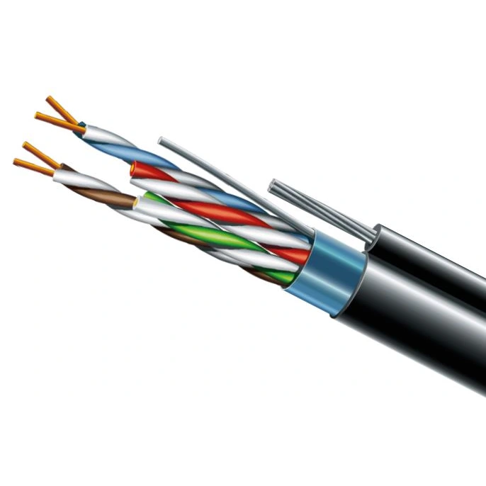 Кабель вита пара ЗЗКМ (FTP мідь вуличний із тросом) · Cat. 5e F/UTP PE 4х2х24 AWG + S. M. трос (к)(72113) бухта 500м.