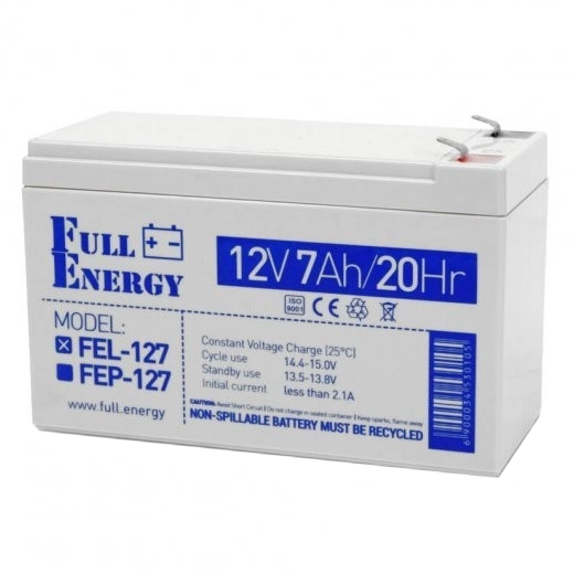 Свинцево-кислотна акумуляторна батарея · Full Energy FEL-127 7А•г 12В гелева