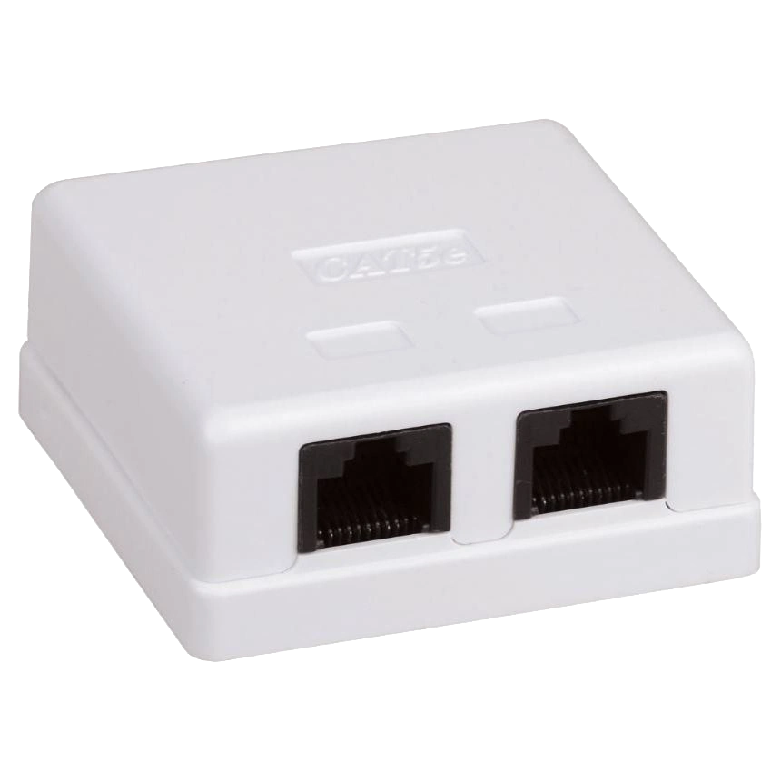 Розетка 2-портова RJ45 UTP, біла, 6 категорія · Hypernet MB-UTP6-2