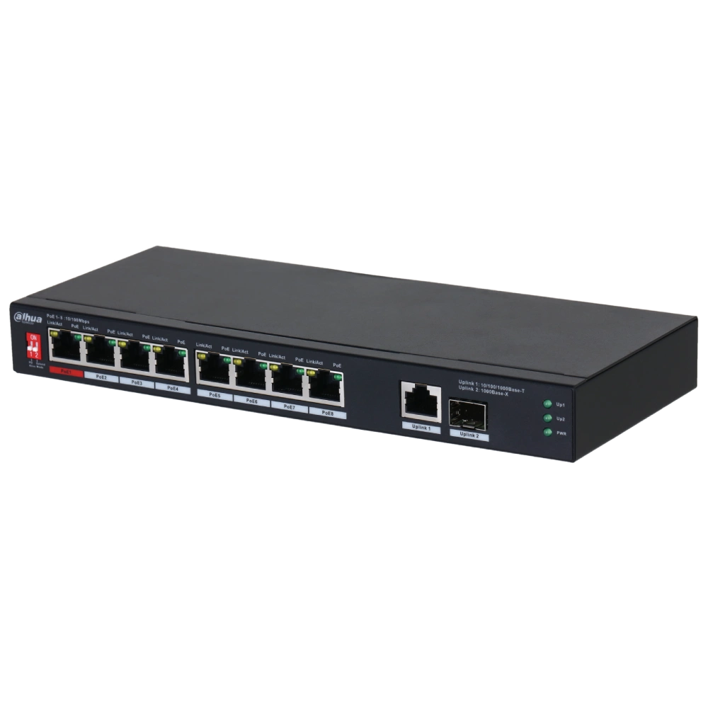 Комутатор 8 портів некерований · Dahua DH-PFS3110-8ET1GT1GF-96 PoE