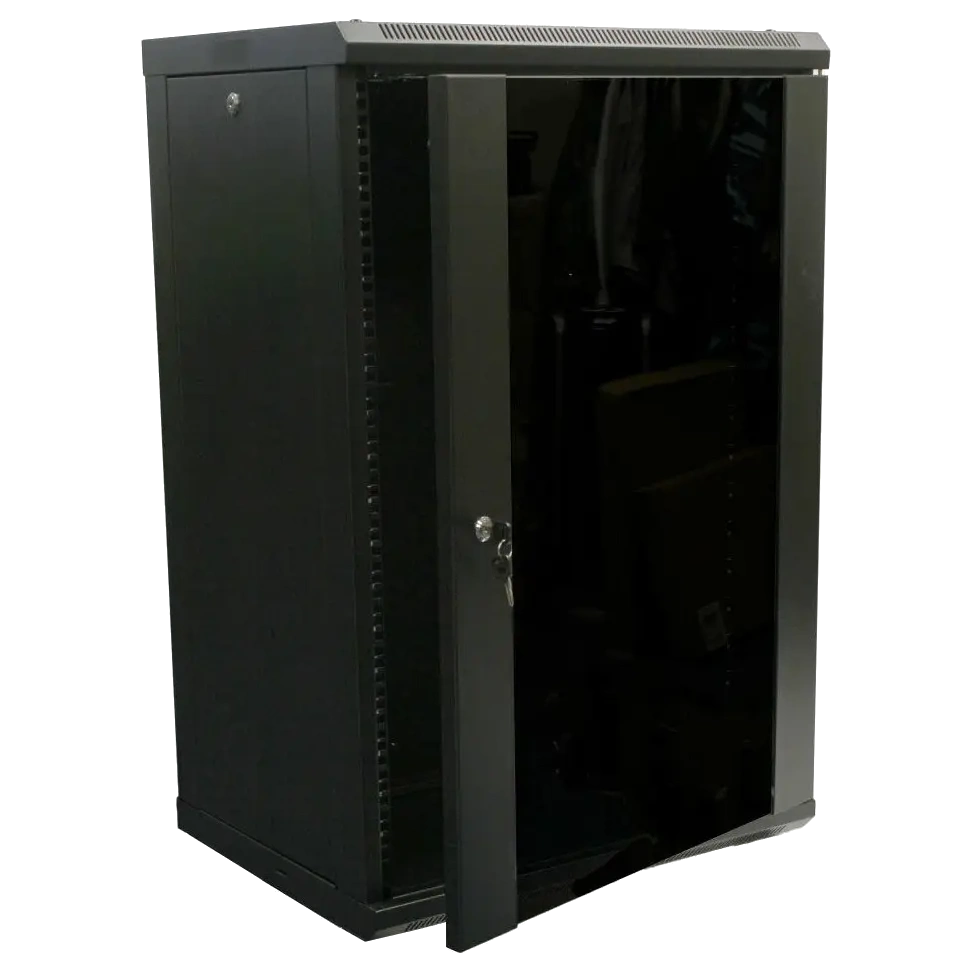 Шафа коммутаційна настінна 18U 600x450 розбірна · Hypernet WMNC-18U-FLAT- BLACK