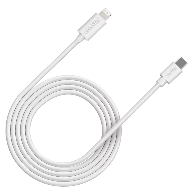 Кабель · Canyon CFI12B white (Lightning - USB-C ) 2м 20Вт