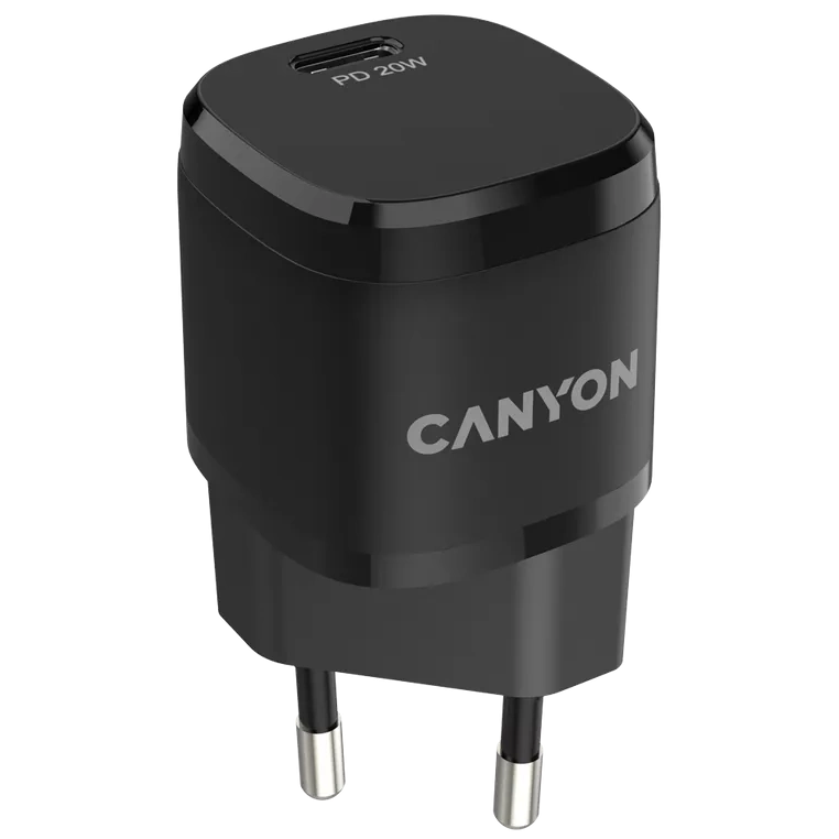 Мережевий зарядний пристрiй · Canyon H-08 black (PD 20W)