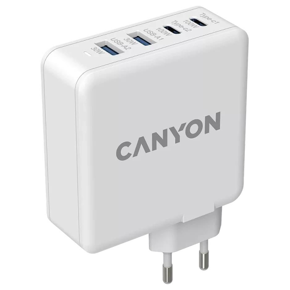 Мережевий зарядний пристрiй · Canyon H-65 white (GAN 100W)