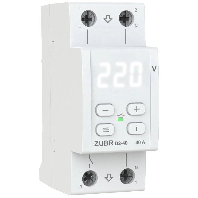 Реле напруги · ZUBR D2-40 (max 40 А, 8 800 ВА)
