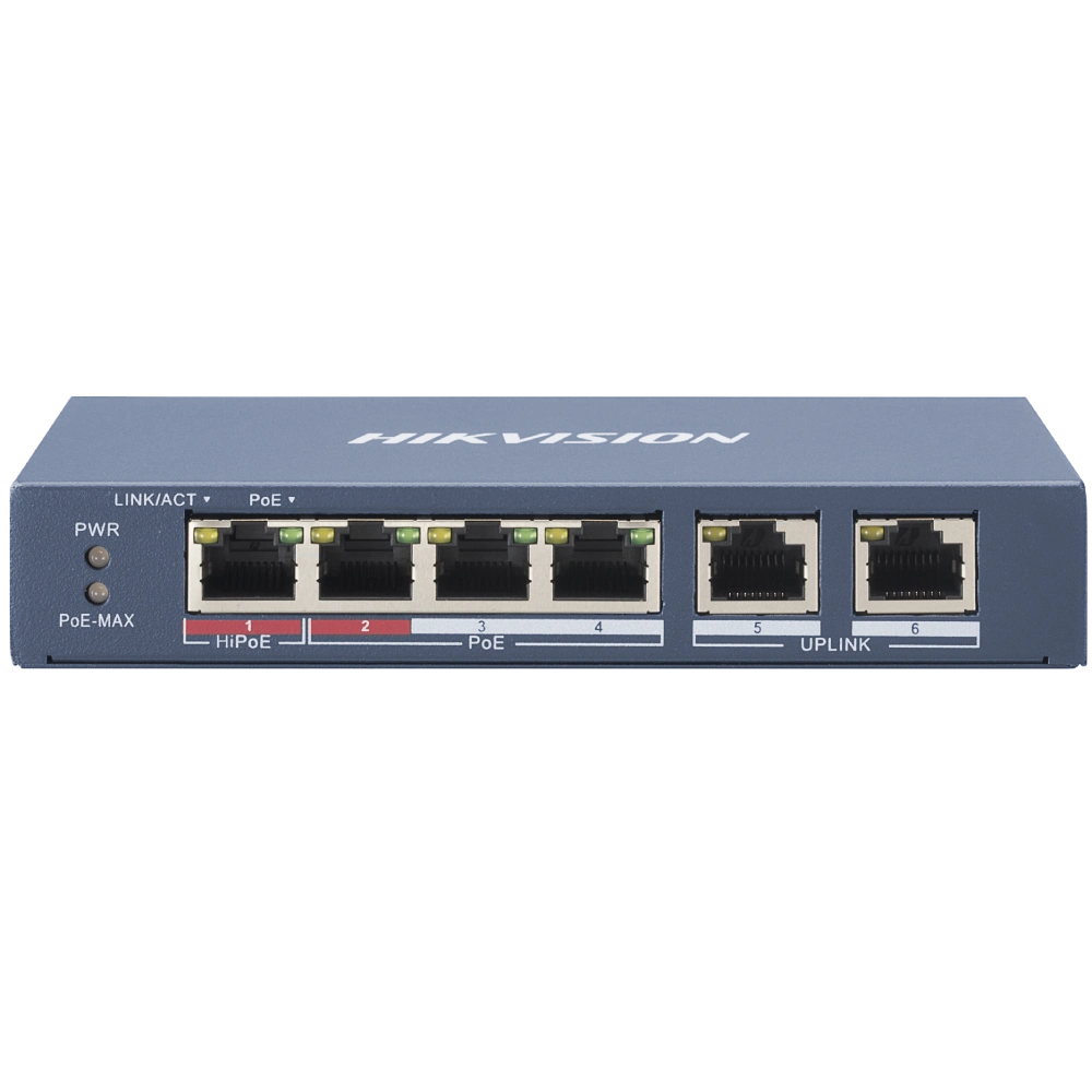4-портовий некерований POE комутатор Hikvision · DS-3E0106HP-E/M