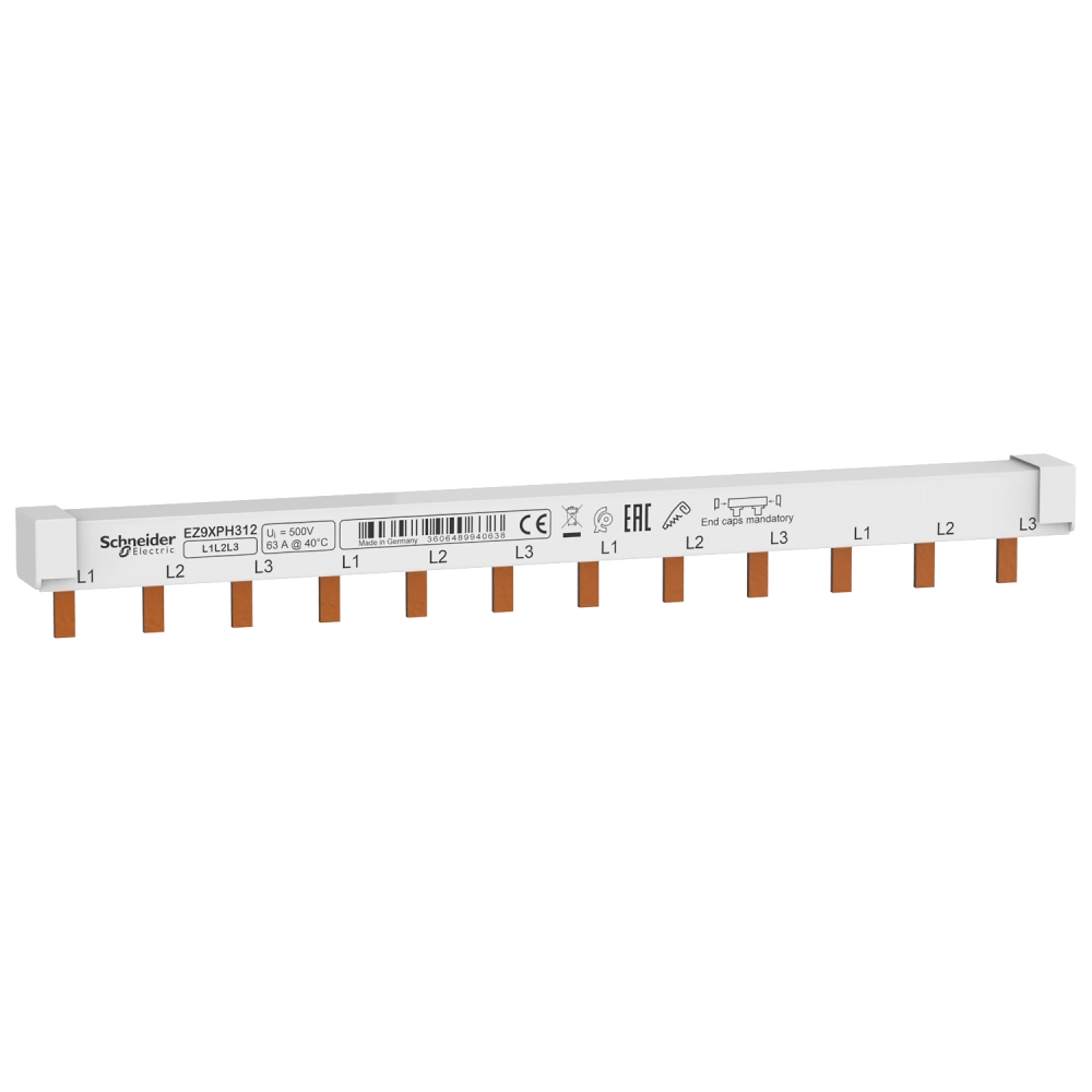 Гребінчаста шина на 12 модулів · Schneider Electric EZ9XPH312 EASY9 63A 3P